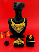 Dubai Arab 24K gold-plated ethnic style bridal dress, gown, necklace set, Thai court gold jewelry thumbnail 2