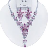 A two-piece set of luxurious zirconia rhinestone necklaces and earrings from Europe and America, exquisite jewelry for brides' wedding gowns and evening gowns thumbnail 8