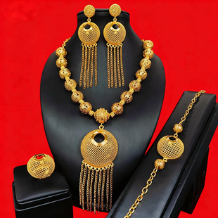 迪拜镀金24K黄金花朵项链套装欧美新款女款首饰 非洲新娘婚礼珠宝