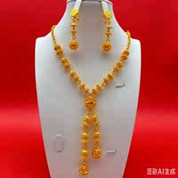 Dubai gold-plated gemstone necklace set, exquisite wedding accessories for African brides, and new trendy accessories from Europe and America thumbnail 6