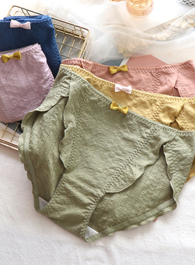 加大码内裤女 纯棉胖mm200斤性感高开叉中腰透气日系抗菌三角春秋