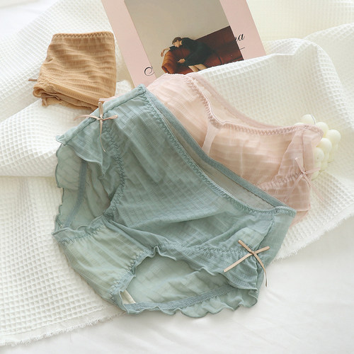 日系大码内裤女胖mm性感甜美弹力