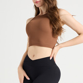 春夏新款 欧美无缝单层运动瑜伽内衣跑步健身螺纹运动背心