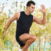 反光印花大码 健身训练速干坎肩宽松美式 上衣 篮球运动背心无袖 夏季