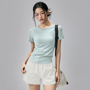 新款运动上衣女健身房专用跑步瑜伽服健身透气专业训练短袖t恤夏