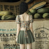 两件套保守泳衣 度假风泡温泉泳装 裙式 分体泳衣女士新款