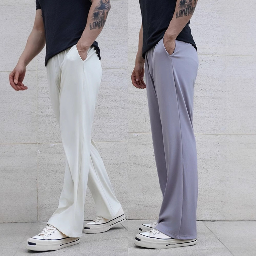 夏季新款高弹垂感弯刀裤高腰休闲健身弹力运动长裤宽松百搭男裤子