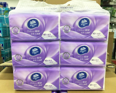 维达抽纸棉韧亲肤无刺激4D压花抽纸6包装S码110抽自然无香V2885