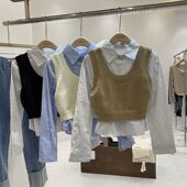 修身 春季 显瘦外穿马甲短上衣 新款 韩版 纯色短款 针织小背心女秋季