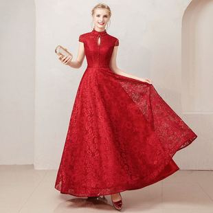 酒红色敬酒服2020新款 宴会 新娘结婚订婚回门连衣裙晚礼服婚礼晚装