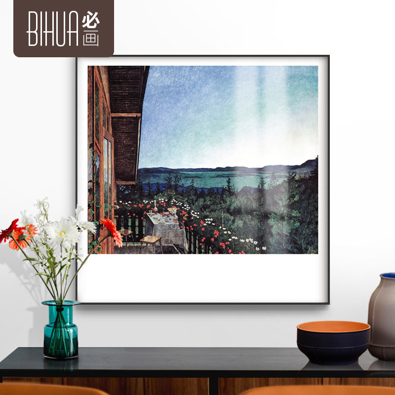 必画北欧挪威画家品位经典油画作品铝合金有框挂画书房客厅装饰画