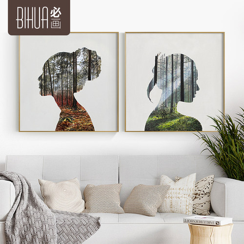 必画 客厅装饰画现代简约书房卧室墙画影之春秋艺术画正方形挂画