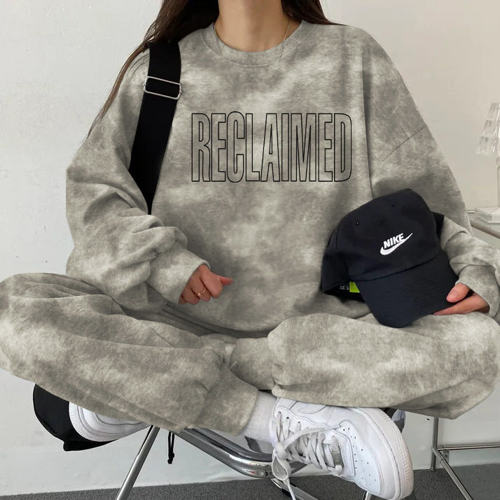 2024春秋新款时尚休闲运动套装女紫色减龄圆龄卫衣束脚卫裤