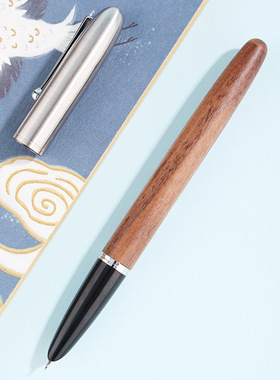 钢笔51a木杆616学生男士高档商务办公练字硬笔书法复古木质暗