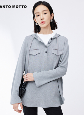 cantomotto内里加绒休闲连帽长袖打底衫女式卫衣