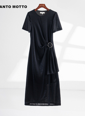 cantomotto雾道【银葱针织】夏季商场同款圆领不对称设计款连衣裙