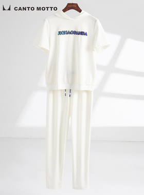 【连帽休闲套装】cantomotto雾道夏季连帽上衣搭配休闲裤女式套装