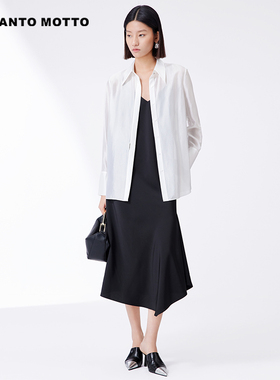 衬衣女夏季薄款新款高级感两穿解构设计纯色衬衫微透防晒上衣