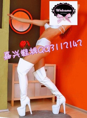 欧美春秋白色20CM 女王靴挑逗防水台过膝长靴thighhighboots Y103