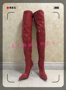 【嘉兴鞋城】靓丽血红色性感女神情趣12CM金属细高跟过膝靴 A002