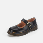 英伦风牛皮革舒适圆头单鞋 日系复古玛丽珍鞋 女一字扣平底小皮鞋 女