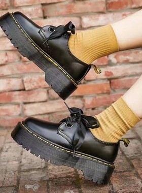 dr1461两孔rose朋克厚底鞋休闲复古马丁鞋女低帮松糕底短靴小皮鞋