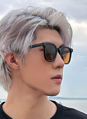 潮酷黑框茶色墨镜男高级感开车防晒太阳眼镜女款大脸显瘦网红街拍