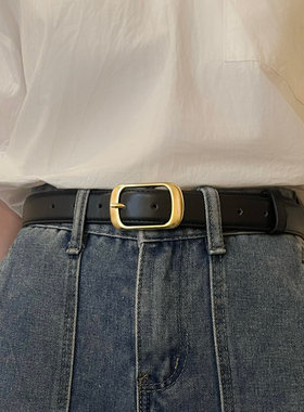 腰带女设计感小众百搭牛仔裤黑色皮带时尚高级感配饰学生男款裤带