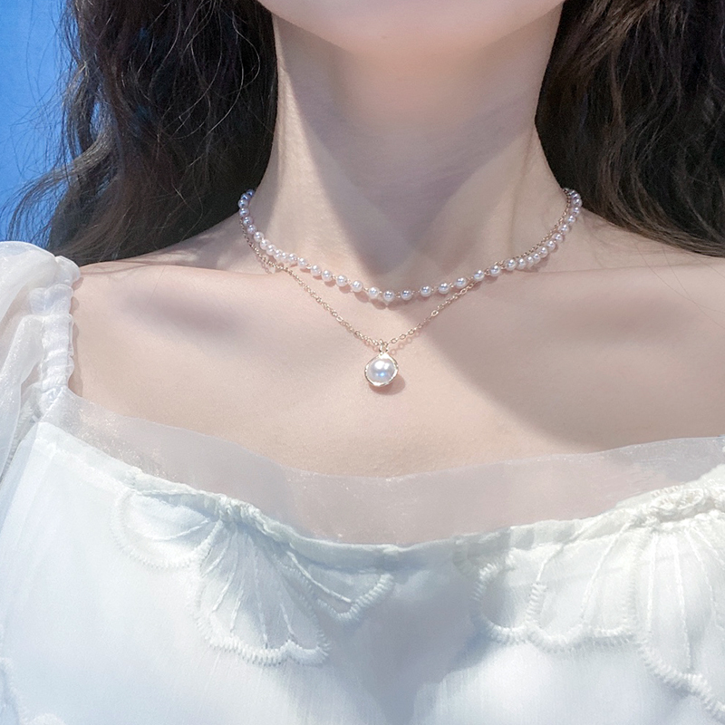 叠带双层珍珠项链女ins小众锁骨链个性简约choker项圈颈带脖链潮|msdalam kategori Aksesori/Barang Kemas Fesyen, kalung - dari Buy2taobao.com untuk memberikan perkhidmatan ejen Taobao profesional membeli