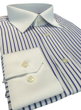 【Taylor Tailor】衬衫定制 蓝色条纹全棉商务长袖衬衣 量身定做