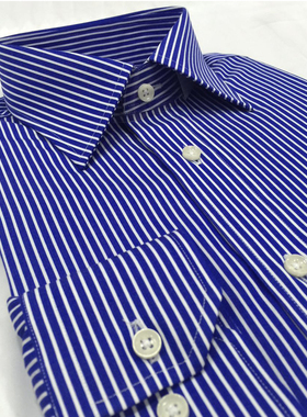 【James Tailor】衬衫定制 男蓝色条纹全棉商务长袖衬衣 量身定做