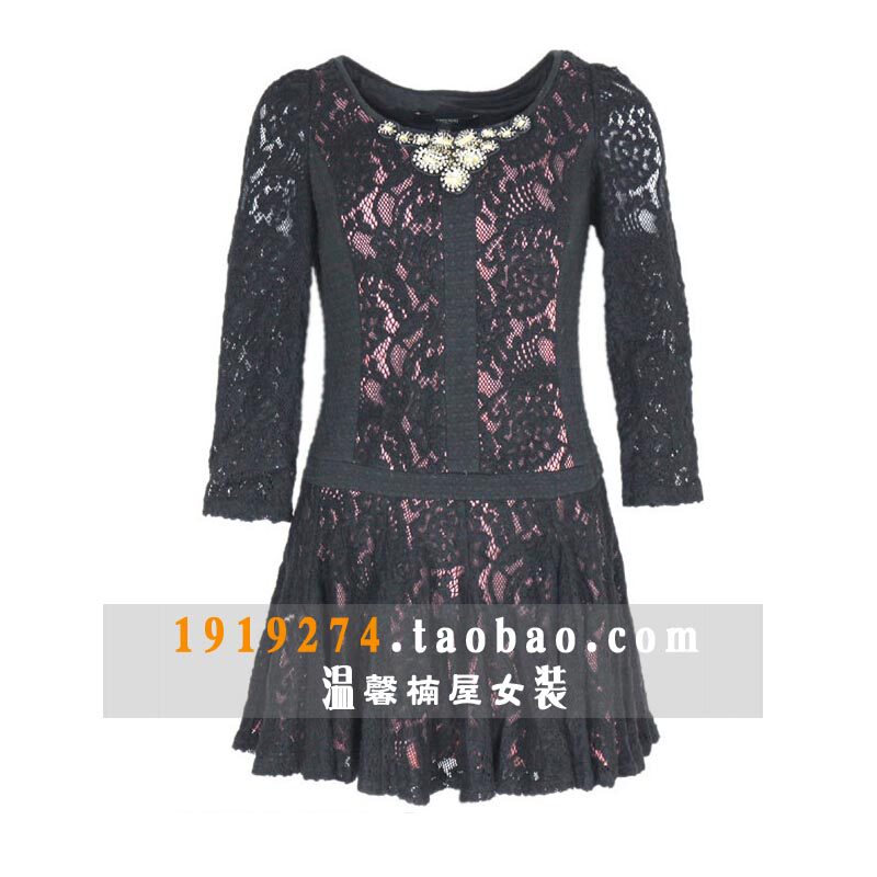 20元清货  贝尔尼尼秋冬黑色镂空针织连衣裙/fb910h