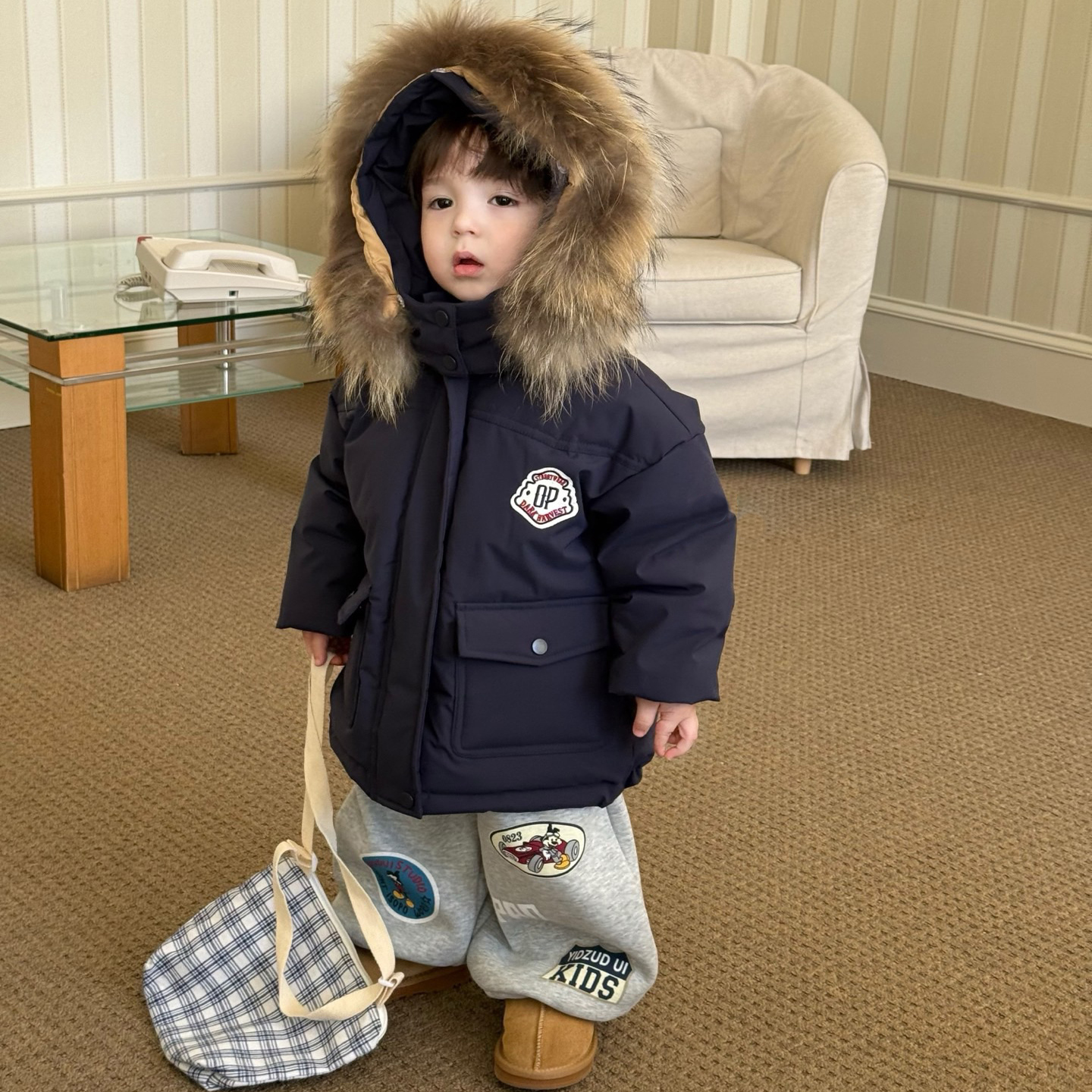 男童派克羽绒服2025新款冬季保暖女童加厚休闲连帽儿童中长款外套