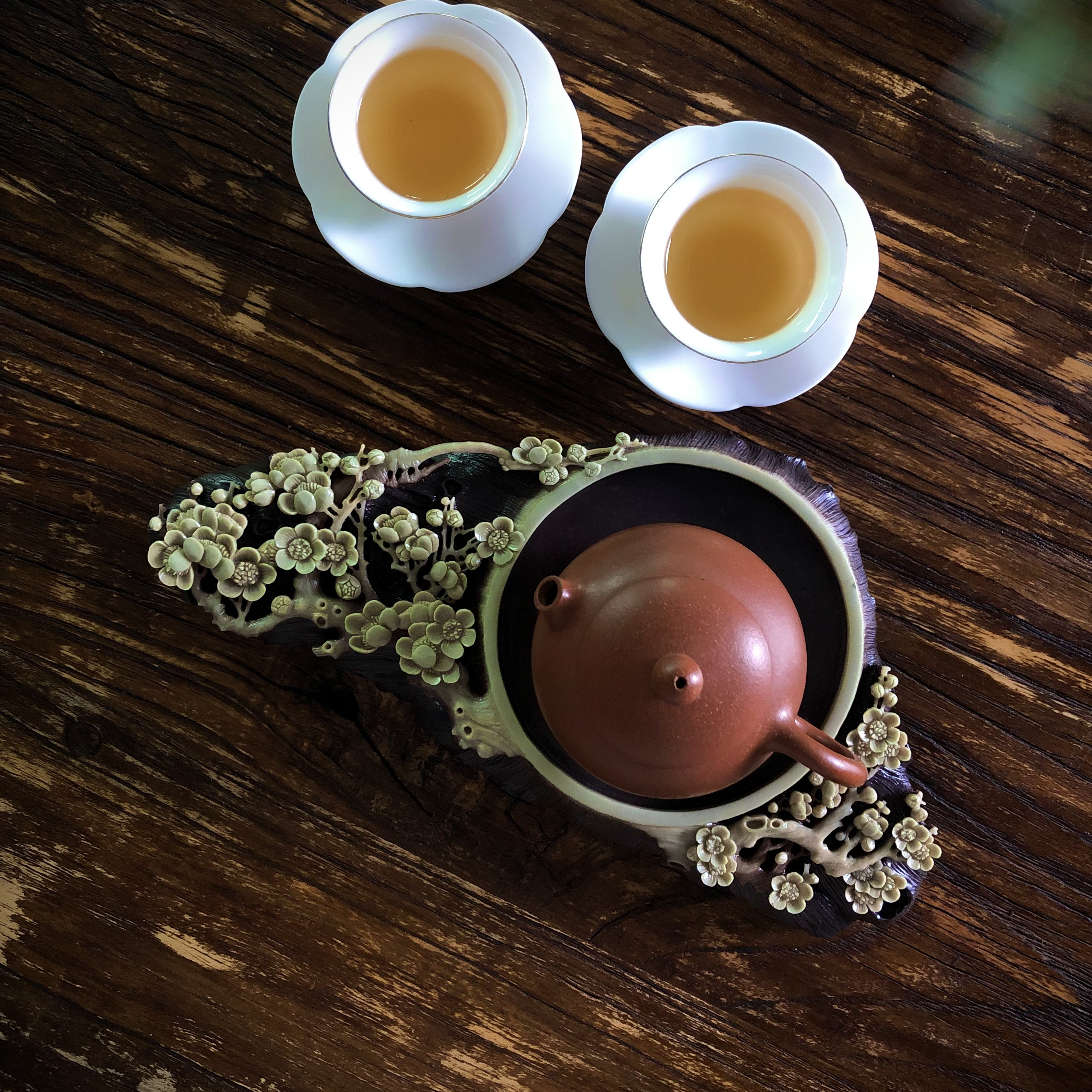 宗正堂贵州天然紫袍玉带石梅花壶承干泡台小茶托石头茶盘茶台作品
