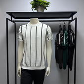 Polo衫 年轻时尚 朗弈 休闲圆领套头竖条纹针织男士 短袖 夏季 新品