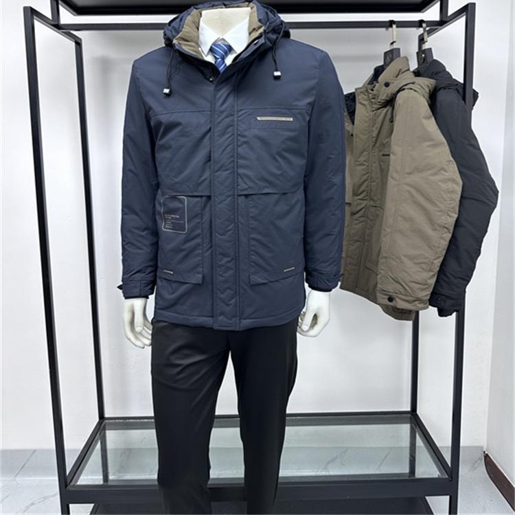 铭盛缘商务可脱卸帽白鸭绒羽绒服