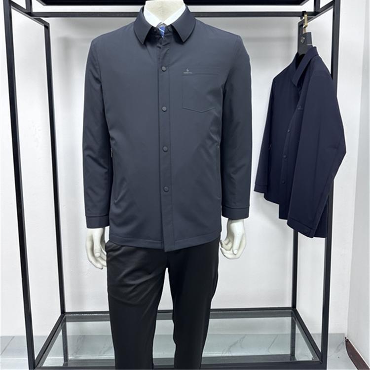 可脱卸白鸭绒内胆翻领羽绒服男