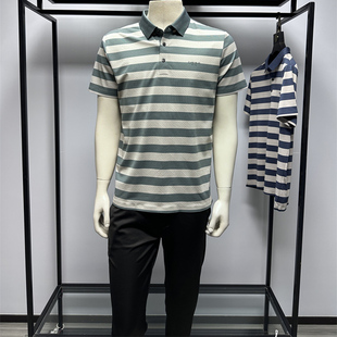 25年夏季新品商务休闲翻领条纹锦纶氨纶polo衫男士短袖t恤铭盛缘
