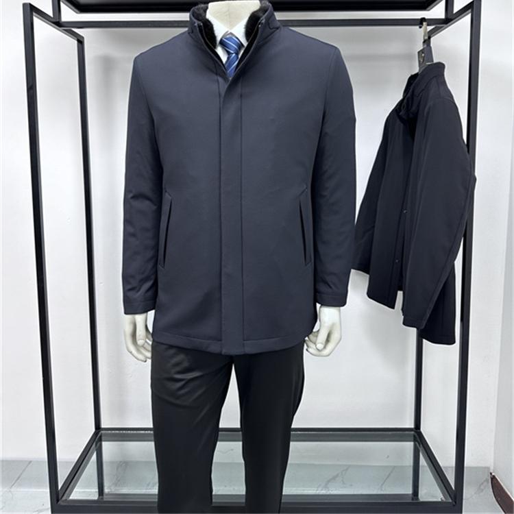 商务休闲立领中长款鹅绒服男