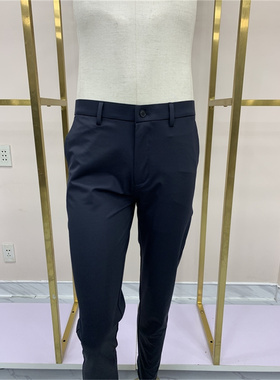高品质夏季新品商务休闲黑色蓝色中腰直筒桑蚕丝男士休闲裤铭盛缘