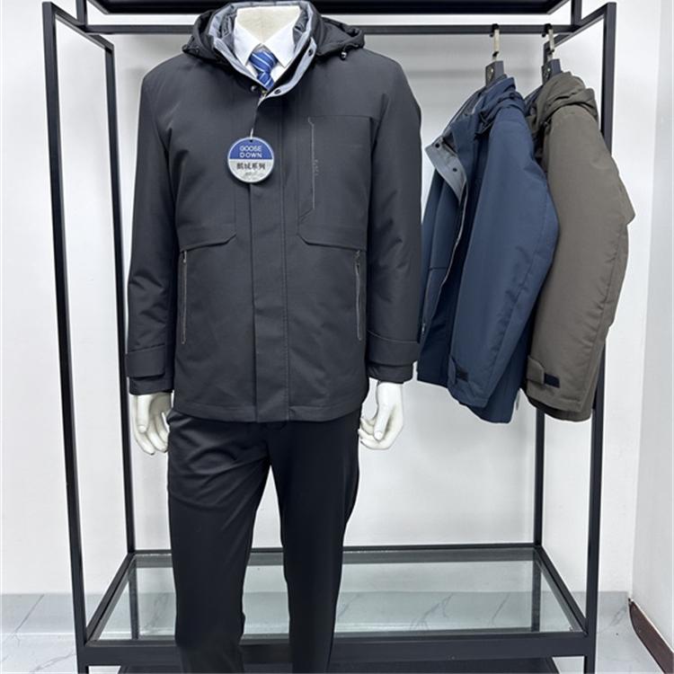 铭盛缘石墨烯脱卸帽中长款鹅绒服