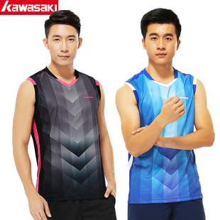 川崎正品羽毛球服男无袖上衣速干透气比赛运动T恤短裤背心球衣夏