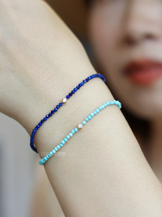 天然青金石绿松石手链极细精致