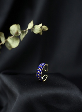 设计师原创青金石戒指镀金可调节