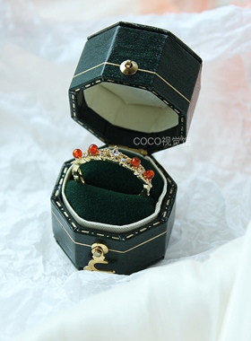 【繁花漫步】天然碧玺玛瑙青金石戒指女小众设计指环开口