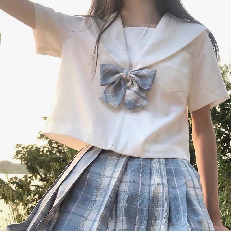 JK衬衫制服女白无本上衣关西襟夏季正版基础款水手服短袖关东衬衣