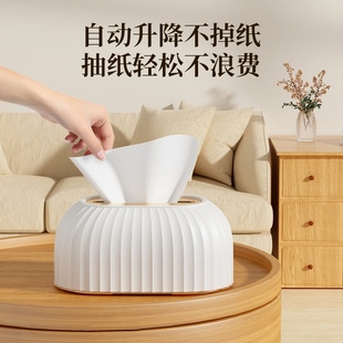 高颜值家用抽取式 纸巾盒 抽纸盒带收纳 轻奢风客厅桌面高级弹簧式