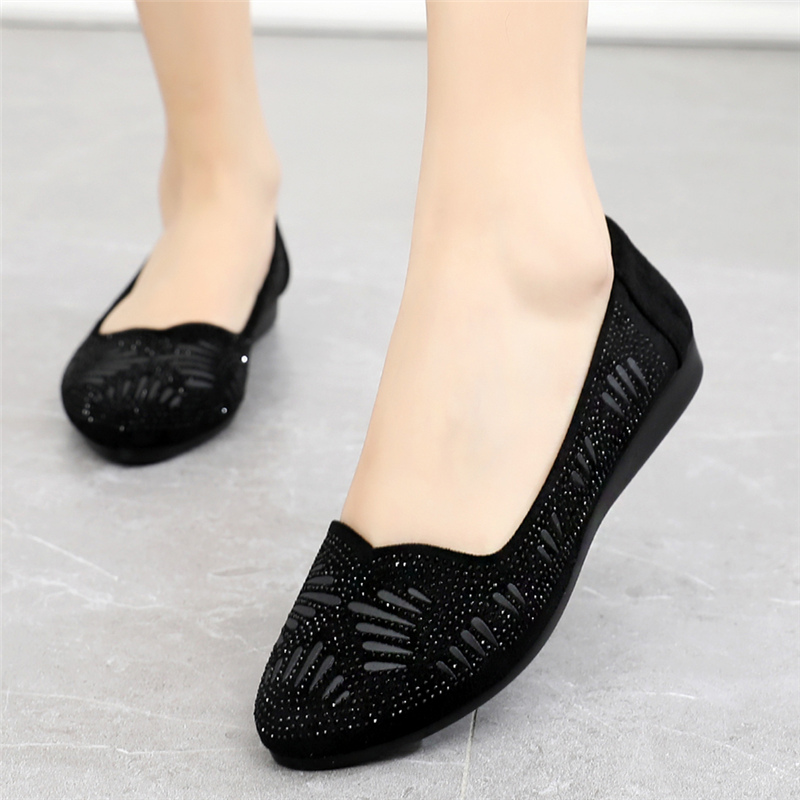 老北京布鞋春秋新款水钻浅口女鞋