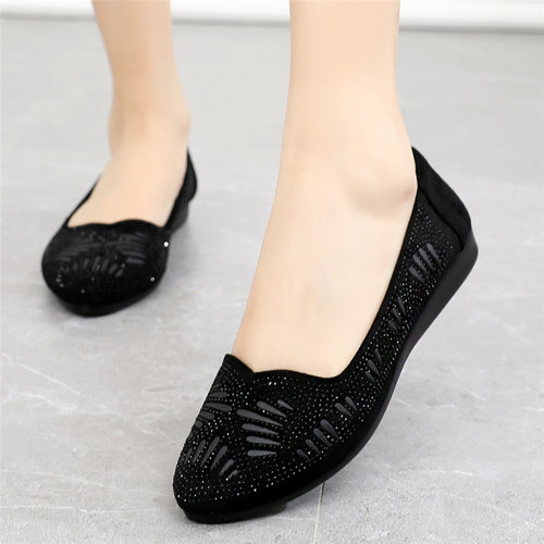 老北京布鞋春秋新款水钻浅口女鞋