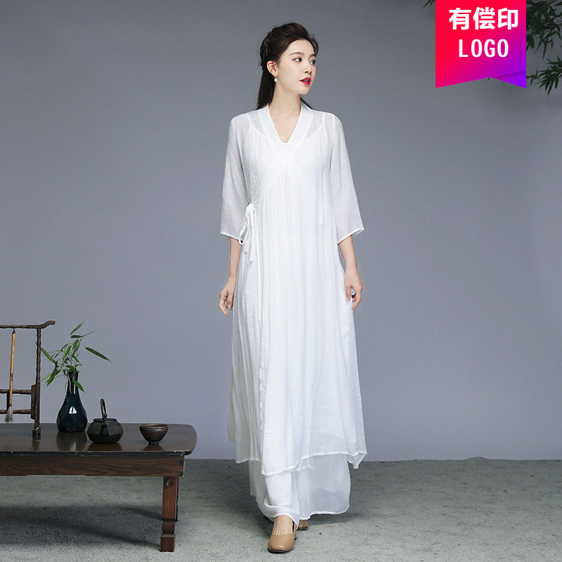 中国风禅意女装棉麻茶服禅修服禅时尚套装